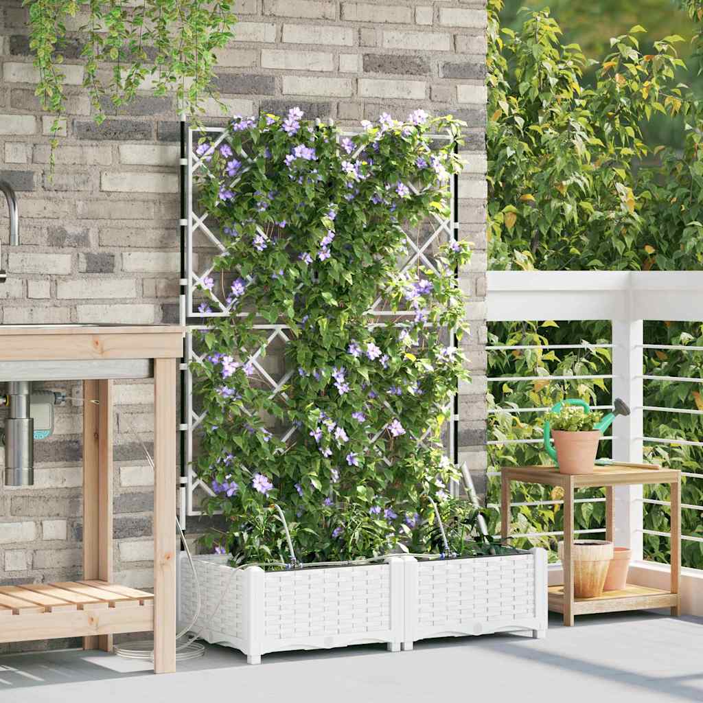 Hageblomsterpotte 2 pcs Hvit 80 x 40 x 126 cm Plast