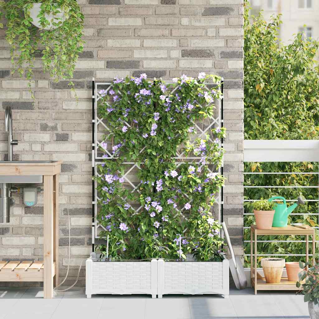 Hageblomsterpotte 2 pcs Hvit 80 x 40 x 126 cm Plast