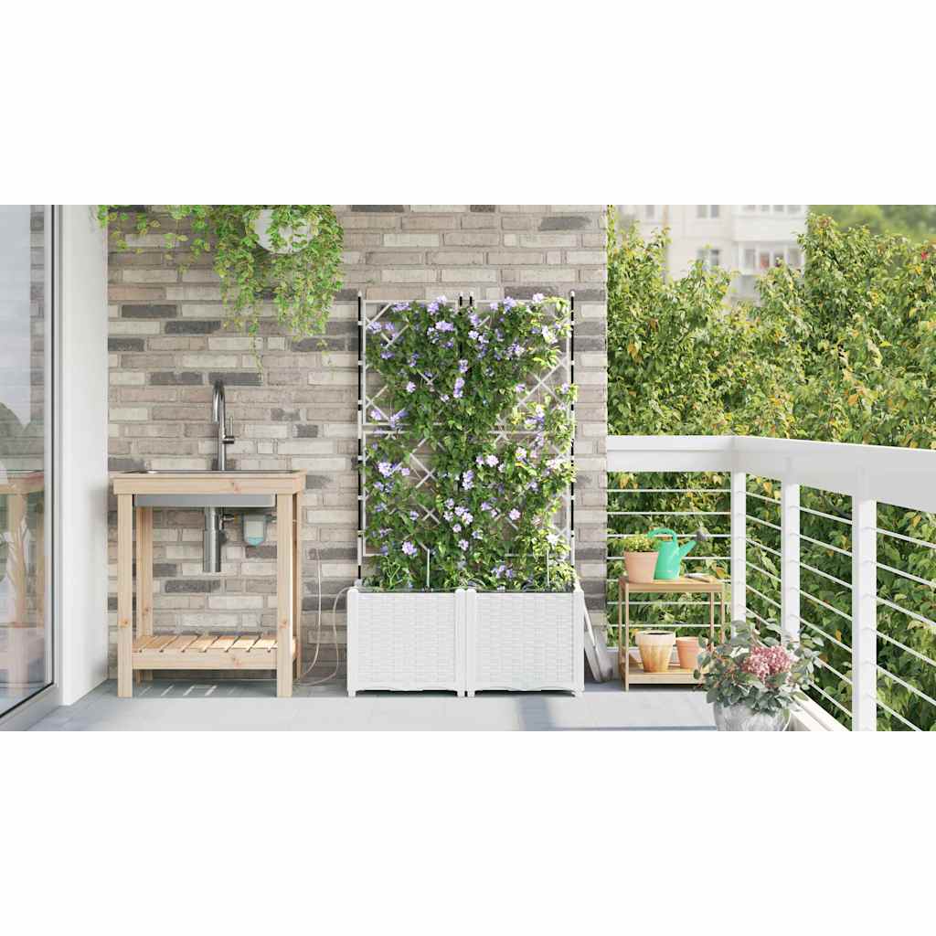 Hageblomsterpotte 2 stk. Hvit 80 x 40 x 142 cm PP