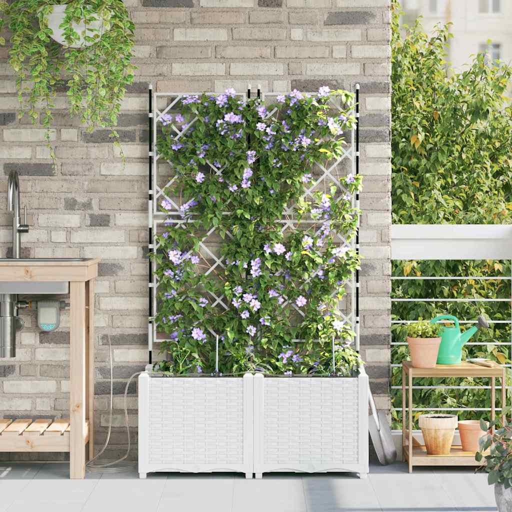 Hageblomsterpotte 2 stk. Hvit 80 x 40 x 142 cm PP