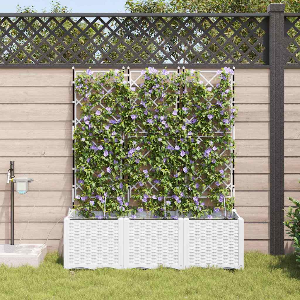 Hageblomsterpotte 3 pcs Hvit 120 x 40 x 142 cm Plast
