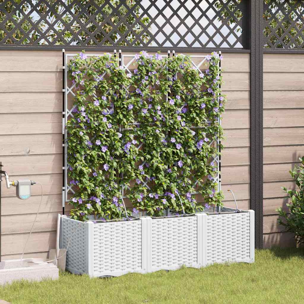 Hageblomsterpotte 3 pcs Hvit 120 x 40 x 142 cm Plast