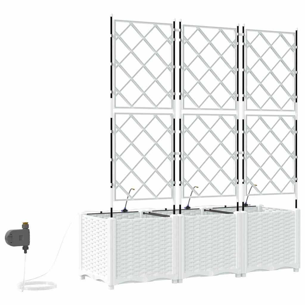Hageblomsterpotte 3 pcs Hvit 120 x 40 x 142 cm Plast