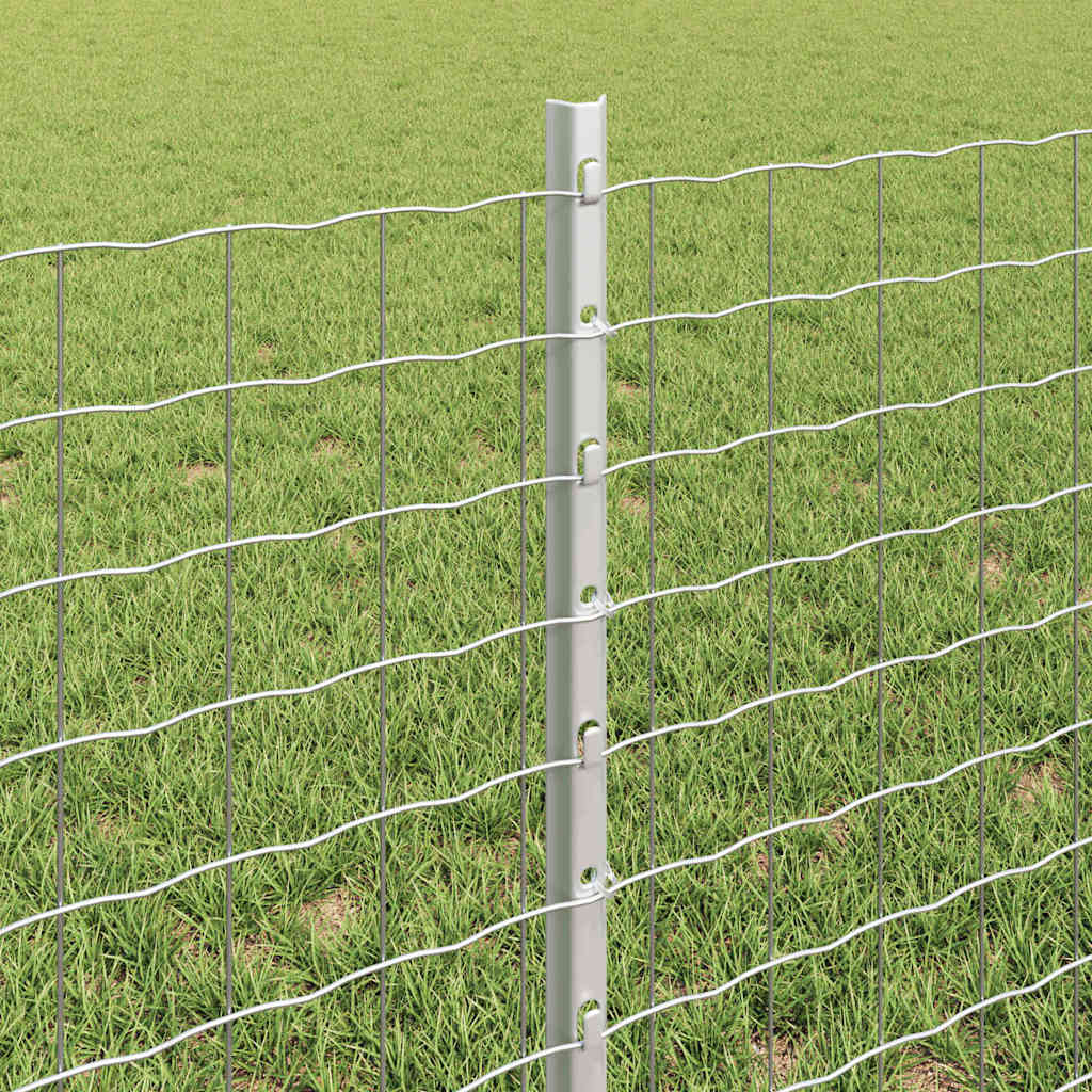 Innebygd gjerdepåle 5 pcs Sølv 100 cm Pulverlakkert stål