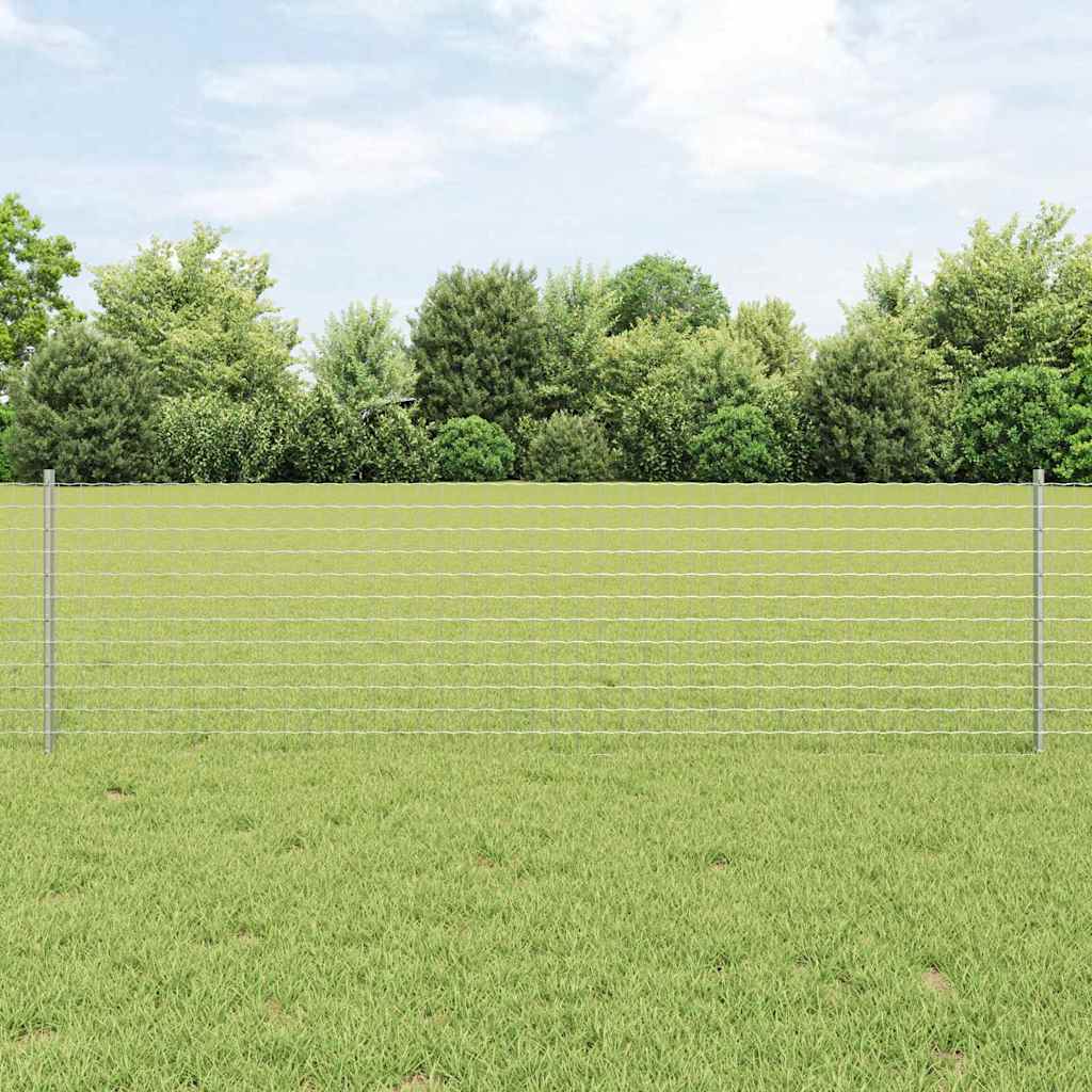 Innebygd gjerdepåle 5 pcs Sølv 100 cm Pulverlakkert stål