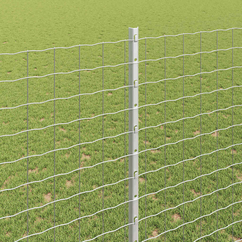 Innebygd gjerdepåle 5 pcs Sølv 200 cm Pulverlakkert stål