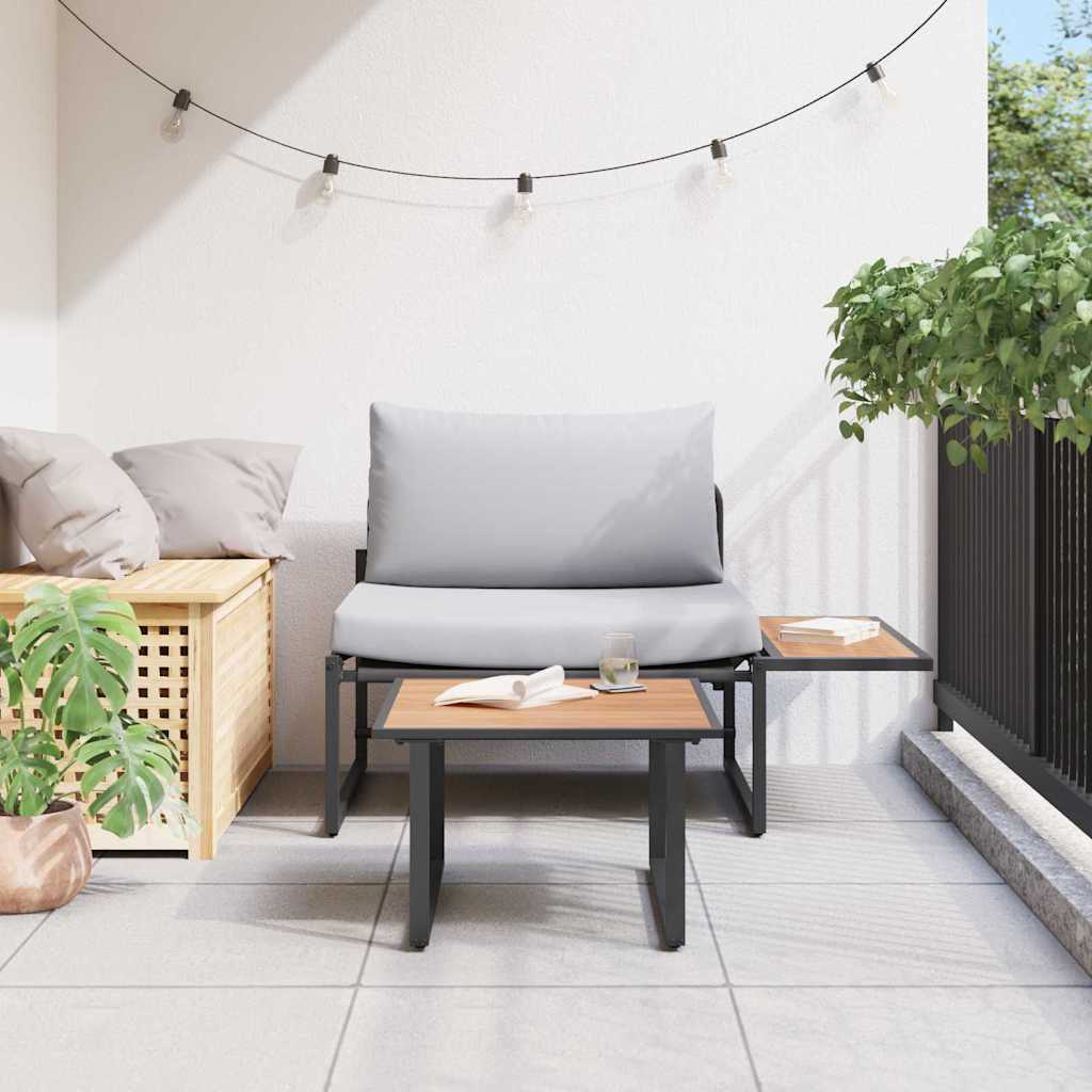 Hagesofa Set 2 pcs Lysegrå Stål