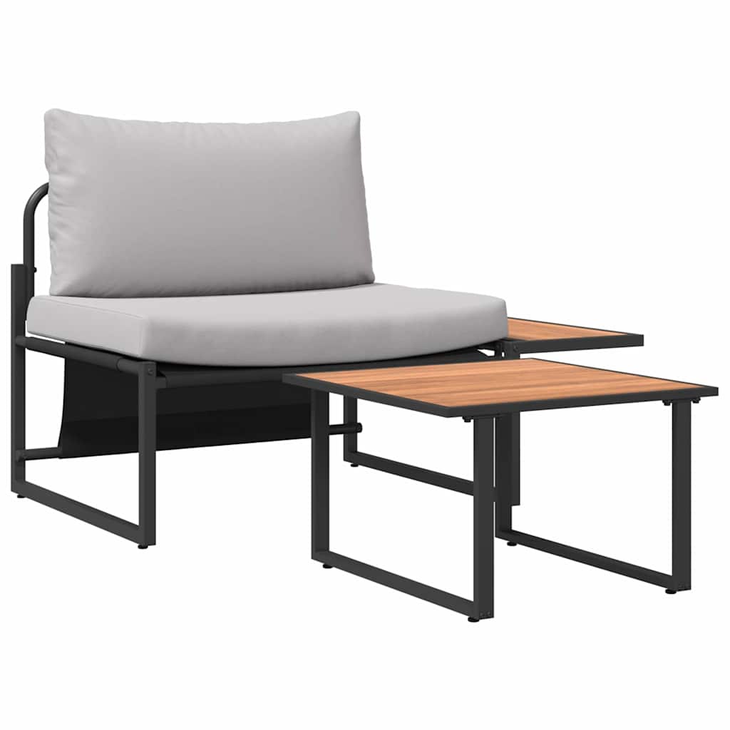 Hagesofa Set 2 pcs Lysegrå Stål