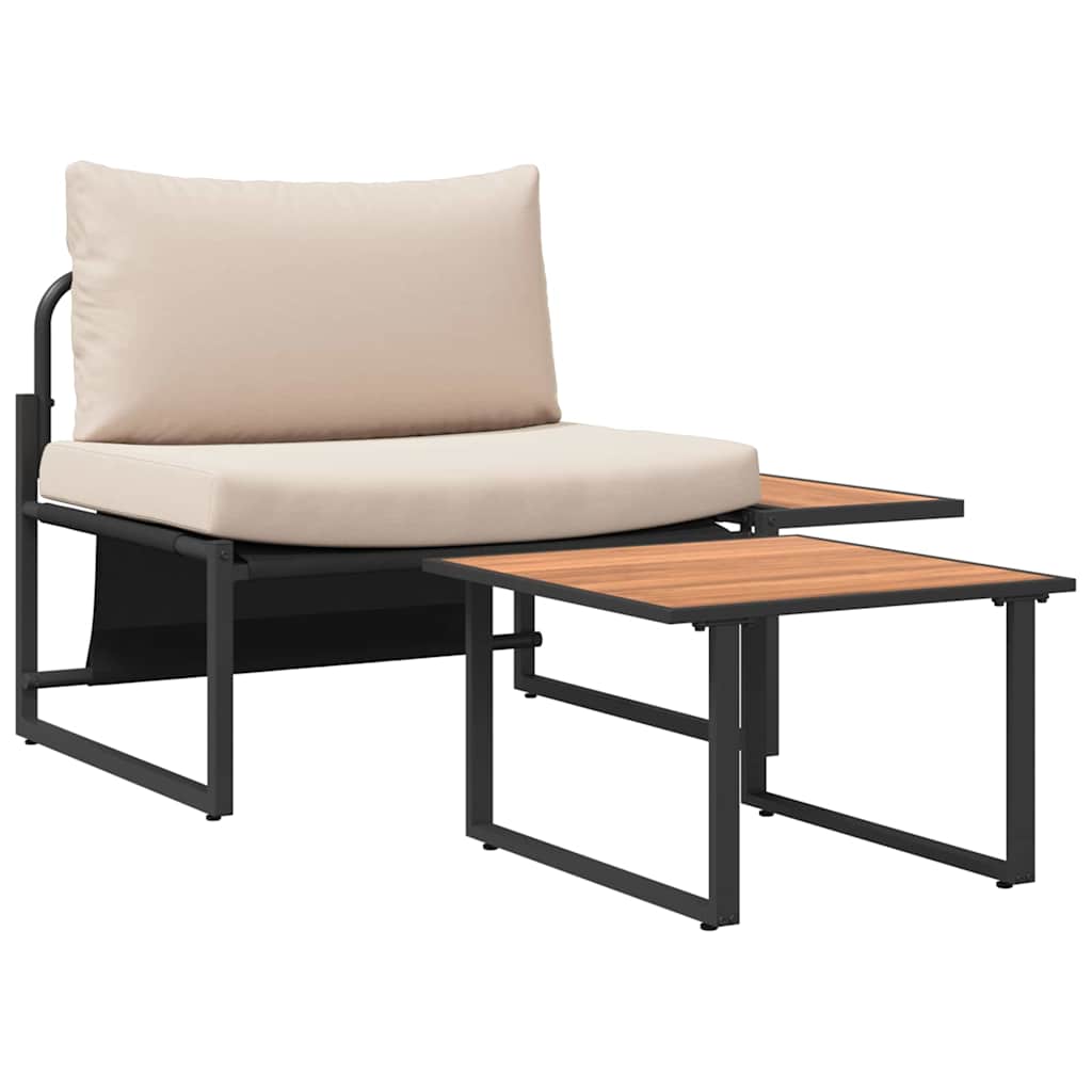 Hagesofa Set 2 pcs Gråbrun Stål