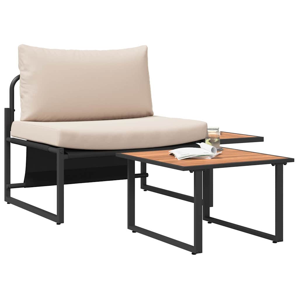 Hagesofa Set 2 pcs Gråbrun Stål