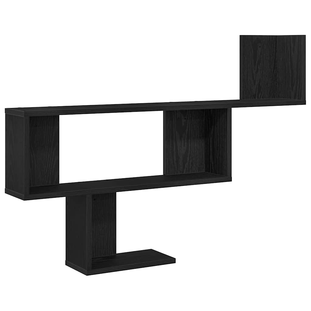 Vegghylle svart eik 100x15x70 cm konstruert tre