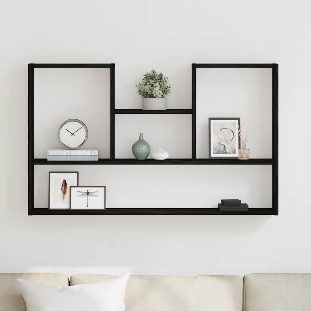 Vegghylle svart eik 99x15x60 cm konstruert tre