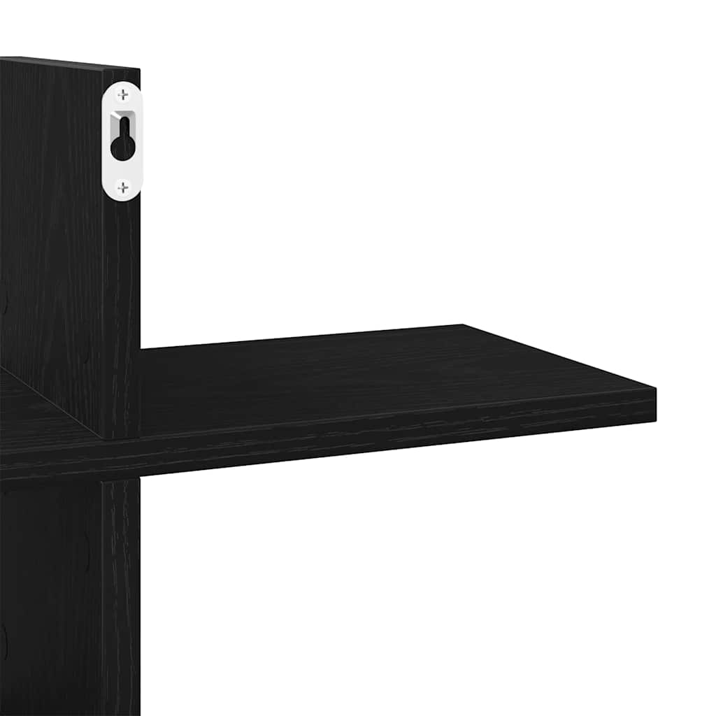Vegghylle svart eik 124,5x18x60,5 cm konstruert tre