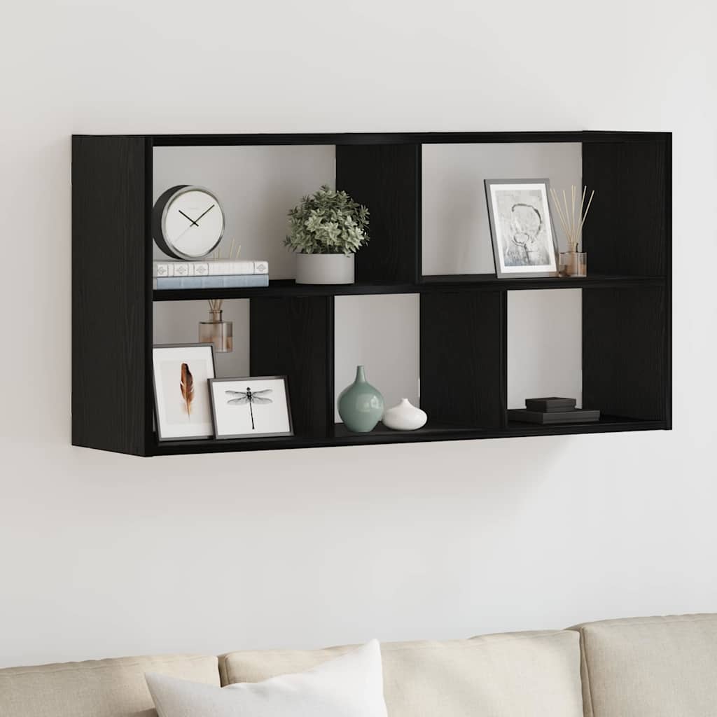 Vegghylle svart eik 100x25x50 cm konstruert tre