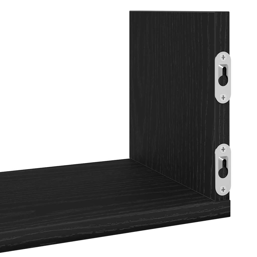Vegghyller 3 stk svart eik 58x18x18 cm konstruert tre