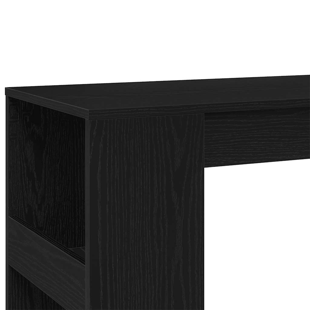 Barbord med hyller svart eik 90x40x103,5 cm konstruert tre