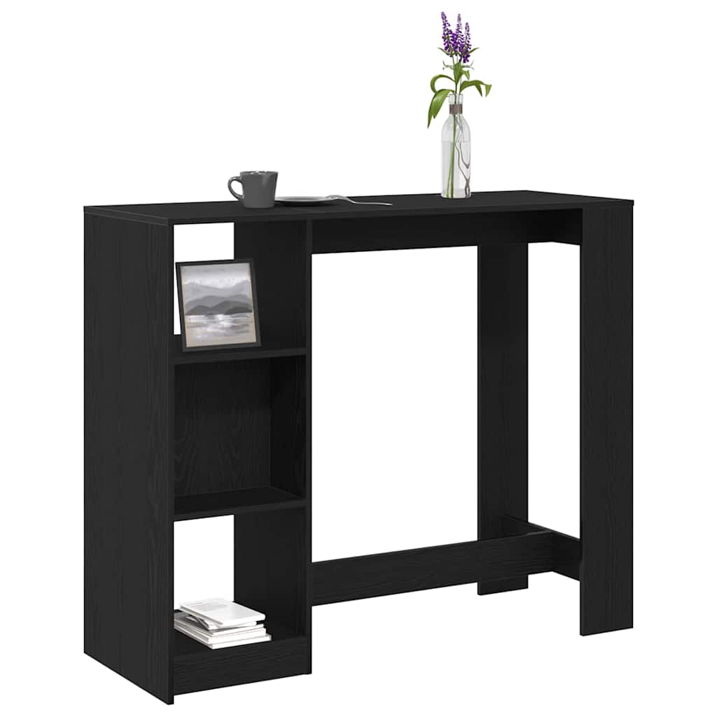 Barbord med hylle Svart Eik 124 x 46 x 103.5 cm Konstruert tre