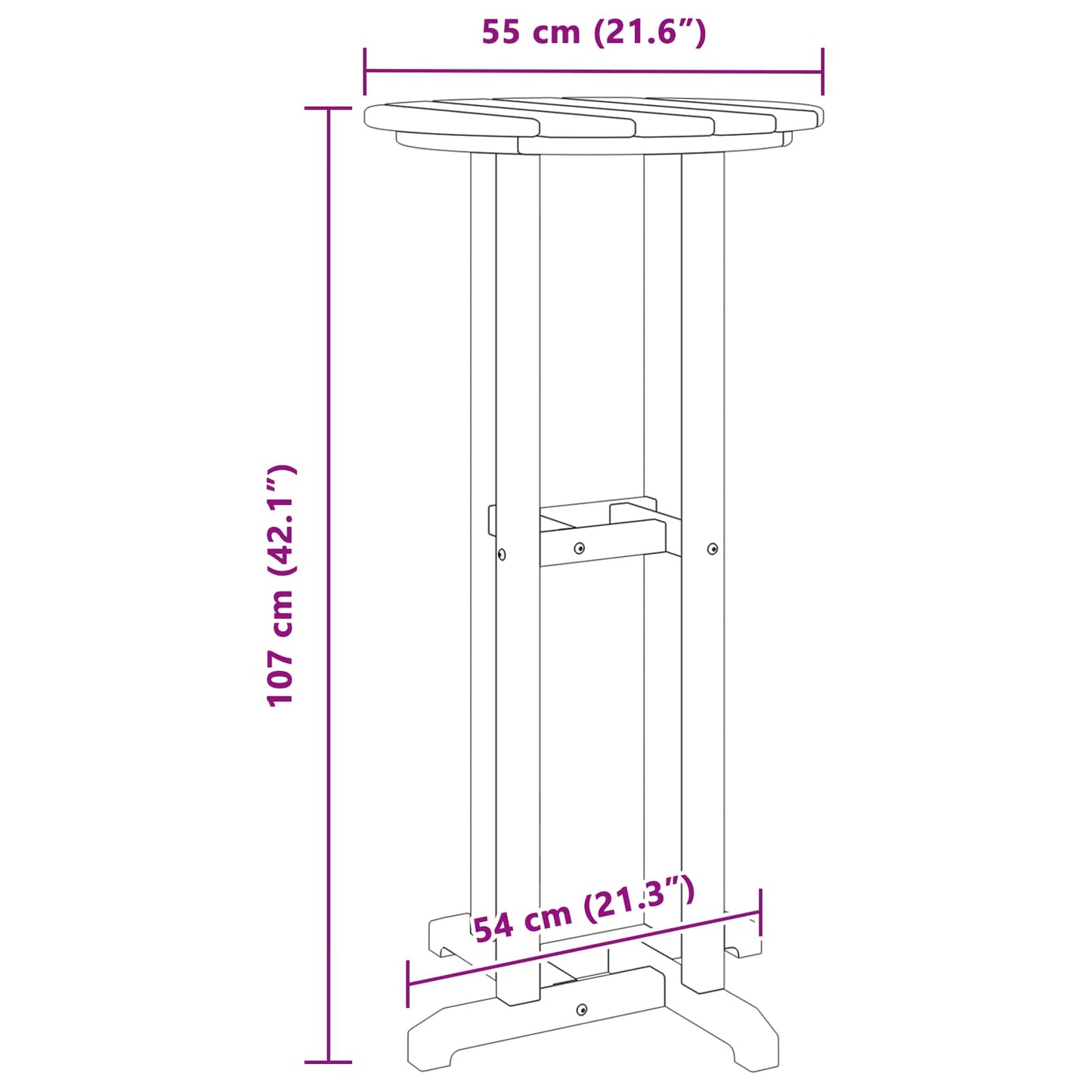 Barbord Hvit 55 x 55 x 107 cm Polyethylen