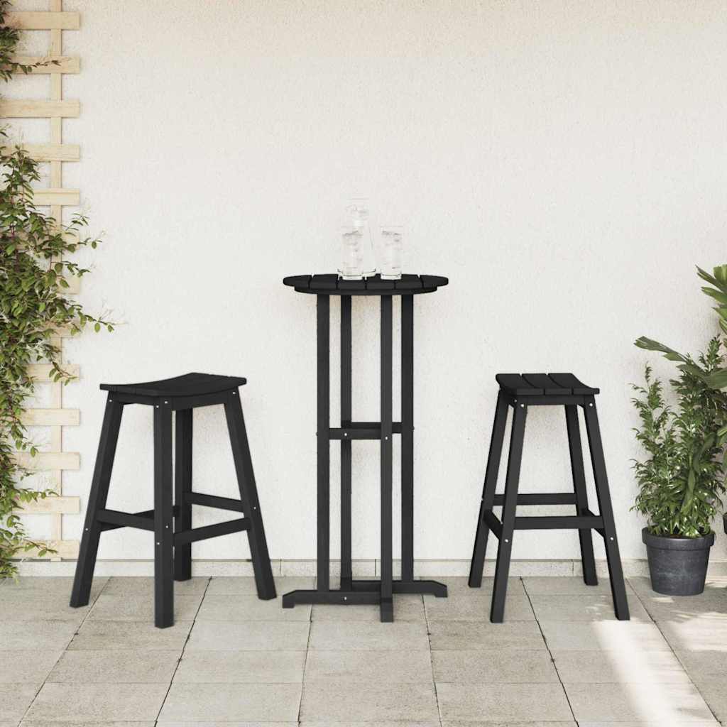 Barstol 2 pcs Svart 52 x 43 x 73,5 cm HDPE