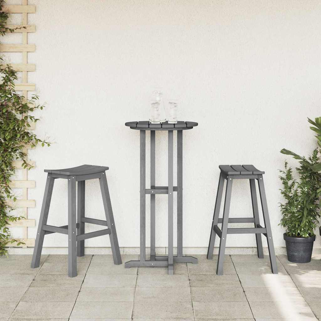 Barstol 2 pcs Lysegrå 52 x 43 x 73,5 cm HDPE