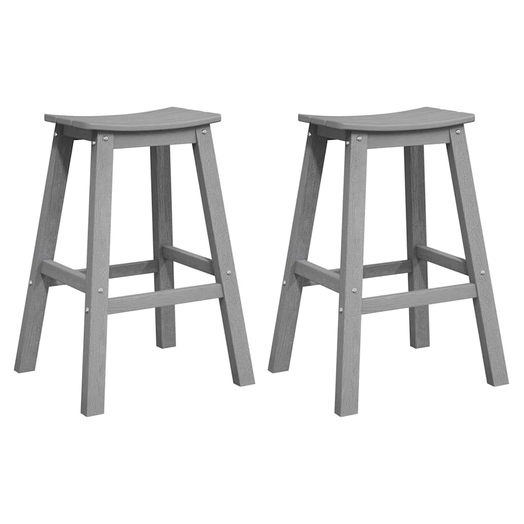 Barstol 2 pcs Lysegrå 52 x 43 x 73,5 cm HDPE