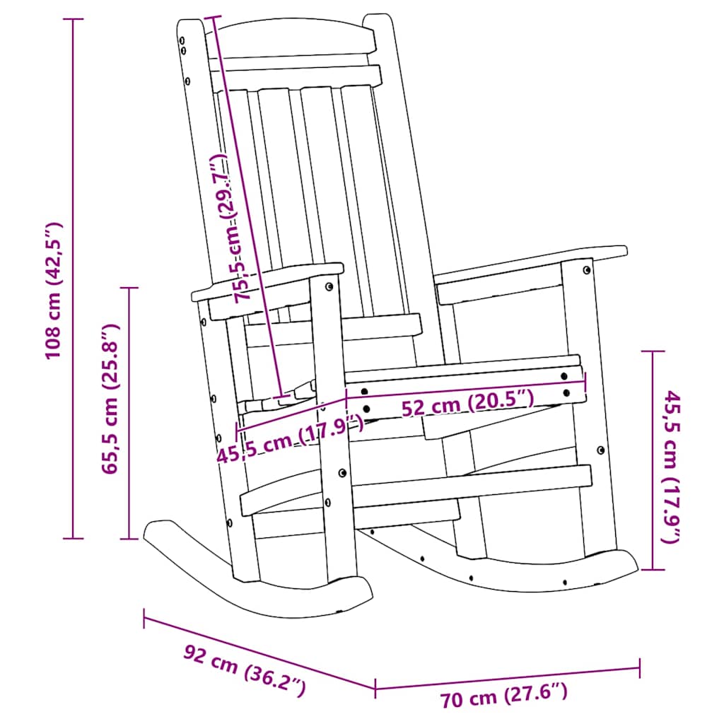 Hagegyngestol Hvit 92 x 70 x 108cm HDPE