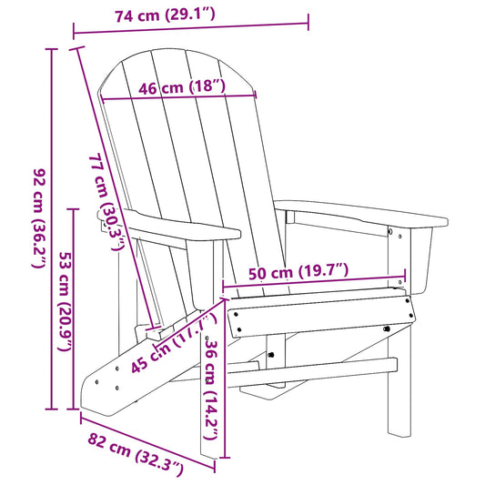 Adirondack-stol Svart 82 x 74 x 92 cm HDPE