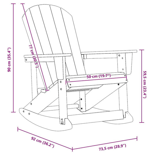 Adirondack gyngestol Svart 92 x 73,5 x 92 cm HDPE