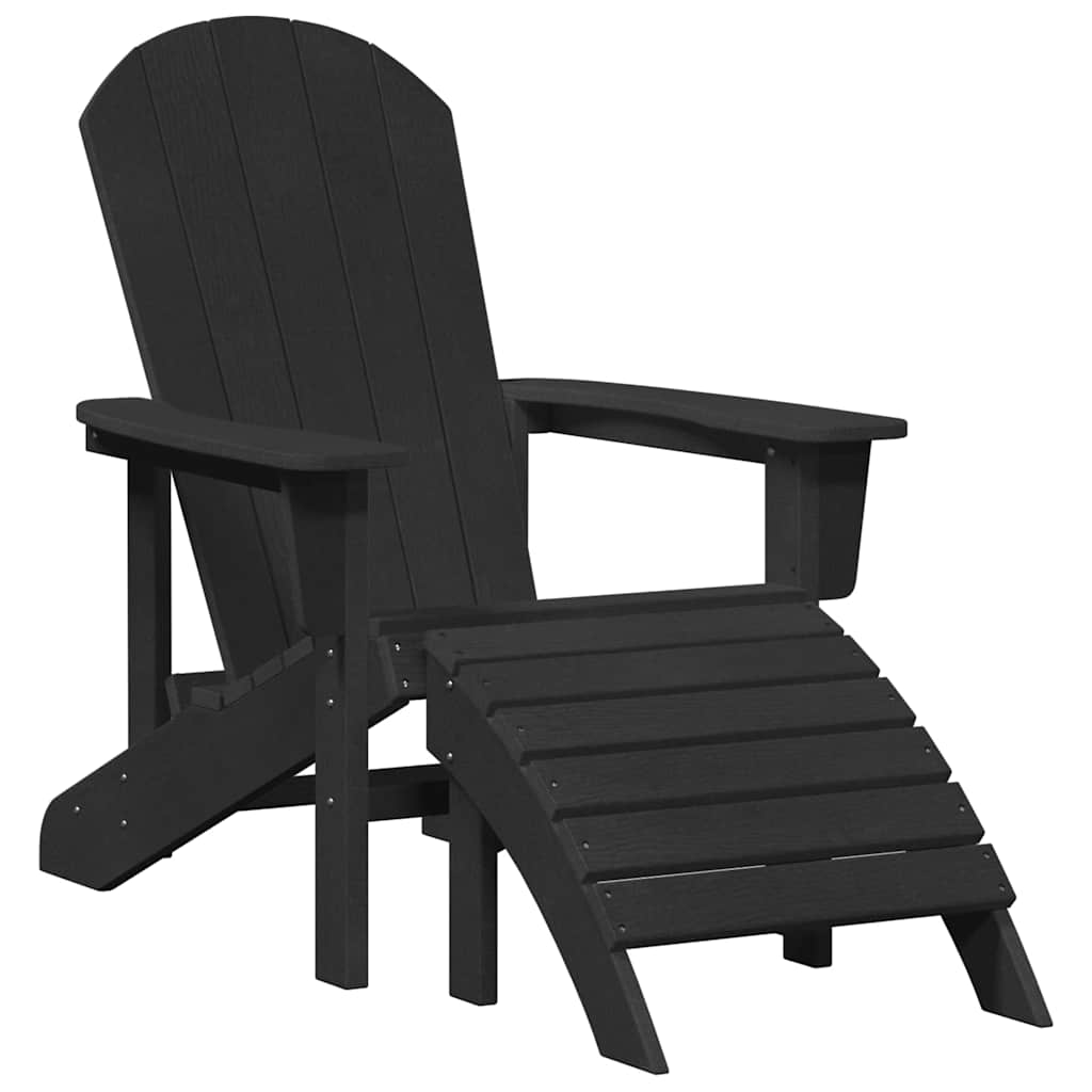 Adirondack-stol med pute Svart 74 x 82 x 92cm HDPE