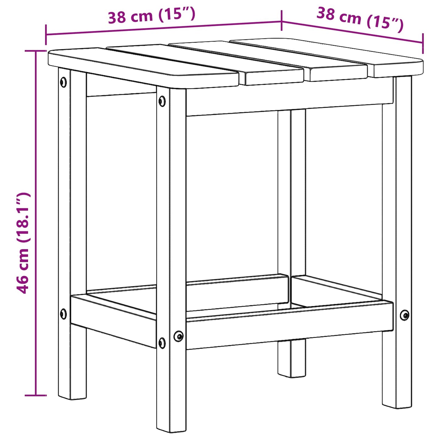Sidetabell Hvit 38 x 38 x 46 cm Polyethylen vidaXL