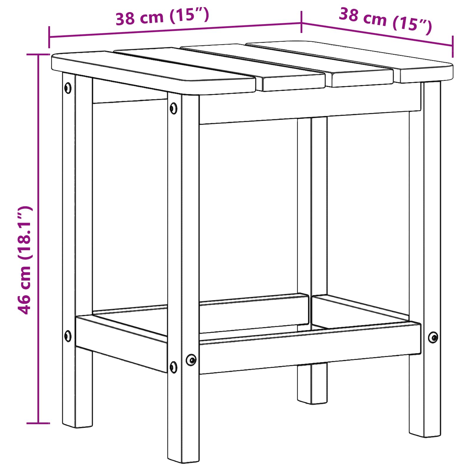 Sidetabell Hvit 38 x 38 x 46 cm Polyethylen vidaXL