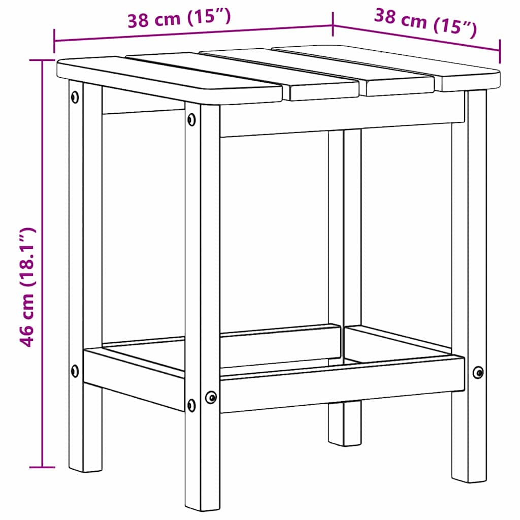 Adirondack Sidebord Marineblå 38 x 38 x 46 cm HDPE