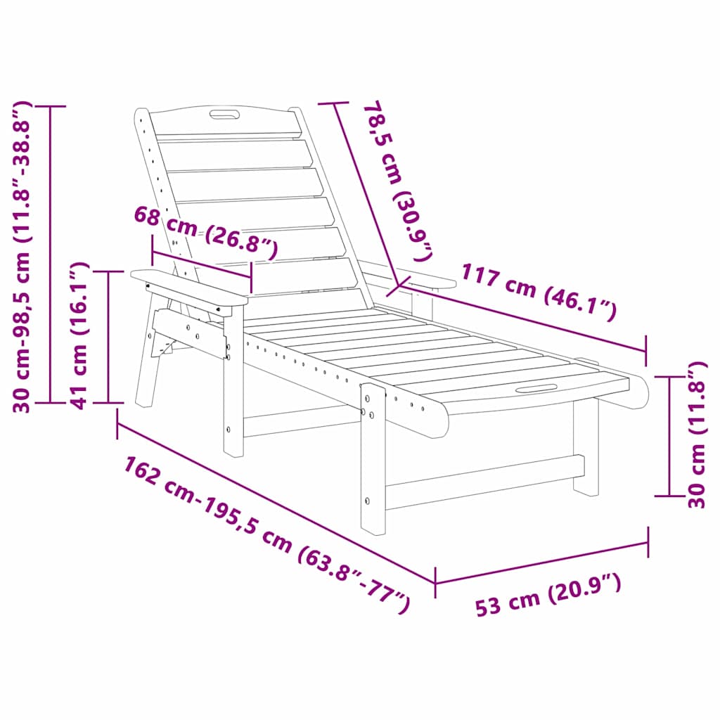 Solstol Lysegrå 195,5 x 53 x 98,5 cm HDPE