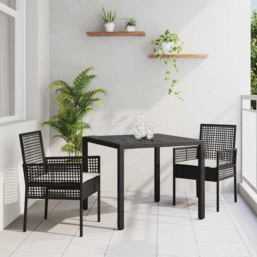 Hage Spisegruppe 3 pcs Svart Poly rattan