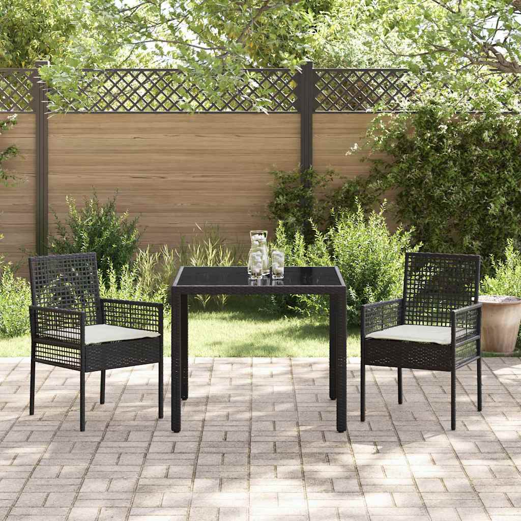 Hage Spisegruppe 3 pcs Svart Poly rattan
