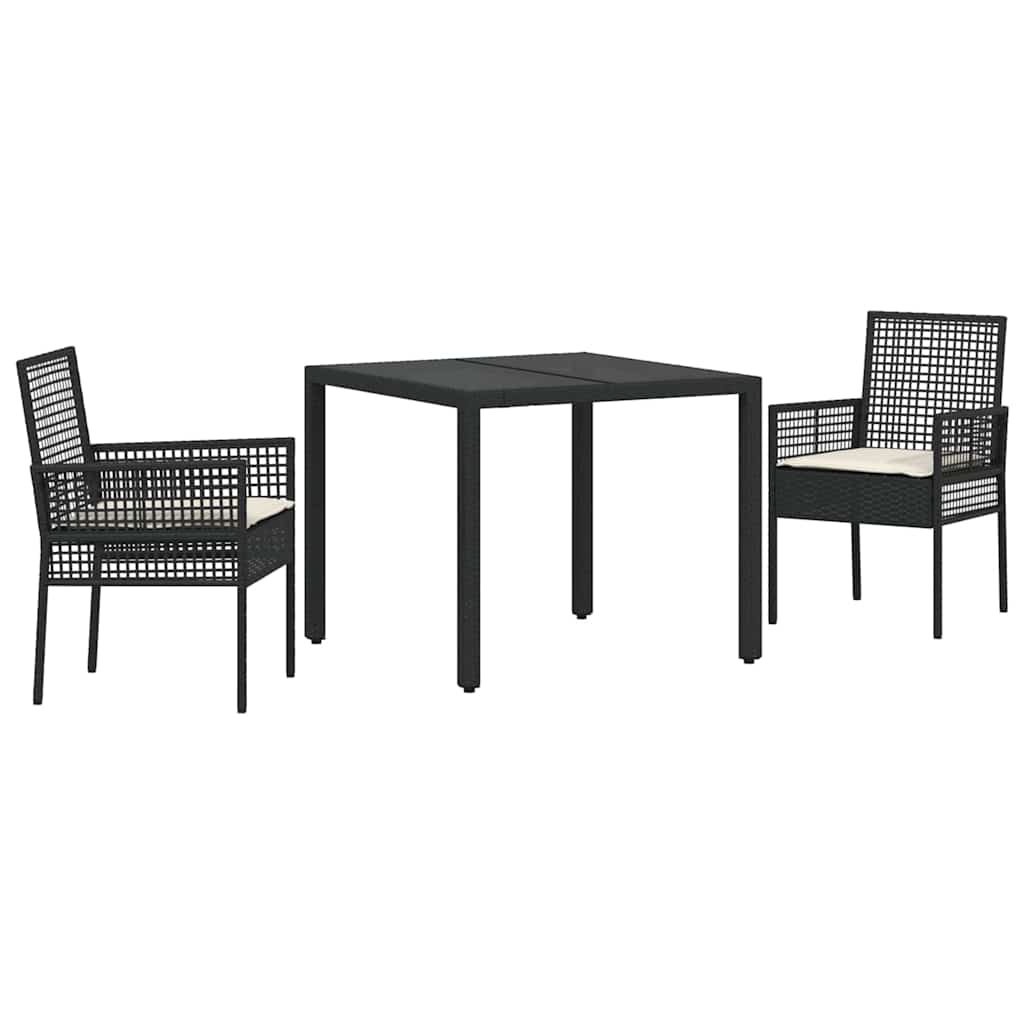 Hage Spisegruppe 3 pcs Svart Poly rattan