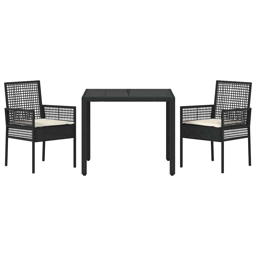 Hage Spisegruppe 3 pcs Svart Poly rattan