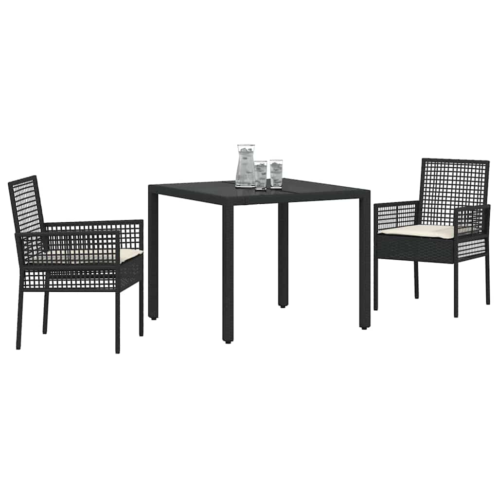Hage Spisegruppe 3 pcs Svart Poly rattan