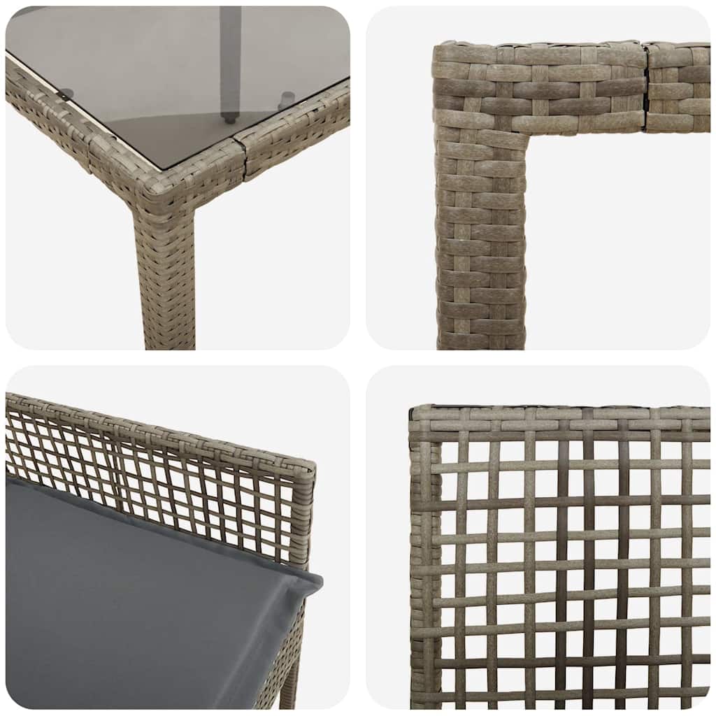 Hage Spisegruppe 3 pcs Grå Poly rattan