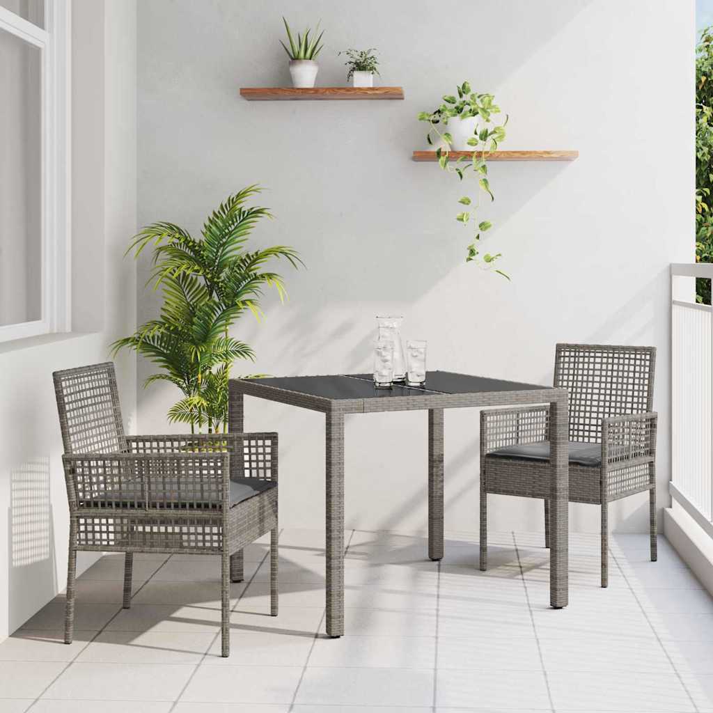 Hage Spisegruppe 3 pcs Grå Poly rattan