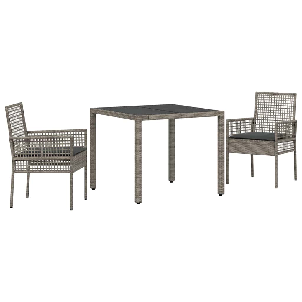 Hage Spisegruppe 3 pcs Grå Poly rattan