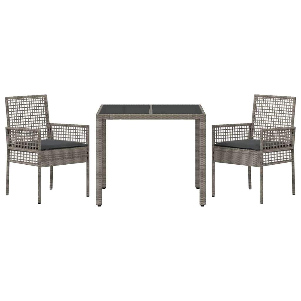 Hage Spisegruppe 3 pcs Grå Poly rattan