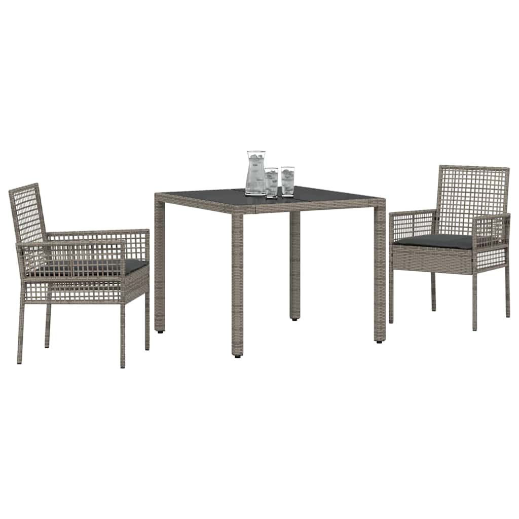 Hage Spisegruppe 3 pcs Grå Poly rattan