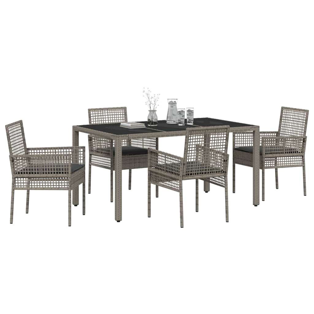 Hage Spisegruppe 5 pcs Grå Poly rattan