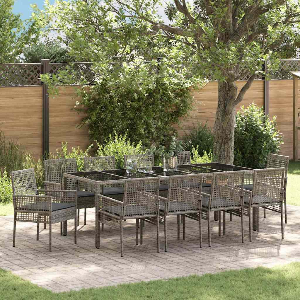 Hage Spisegruppe 11 pcs Grå Poly rattan