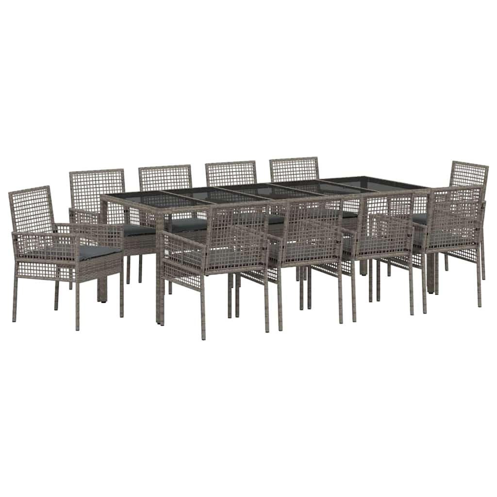 Hage Spisegruppe 11 pcs Grå Poly rattan