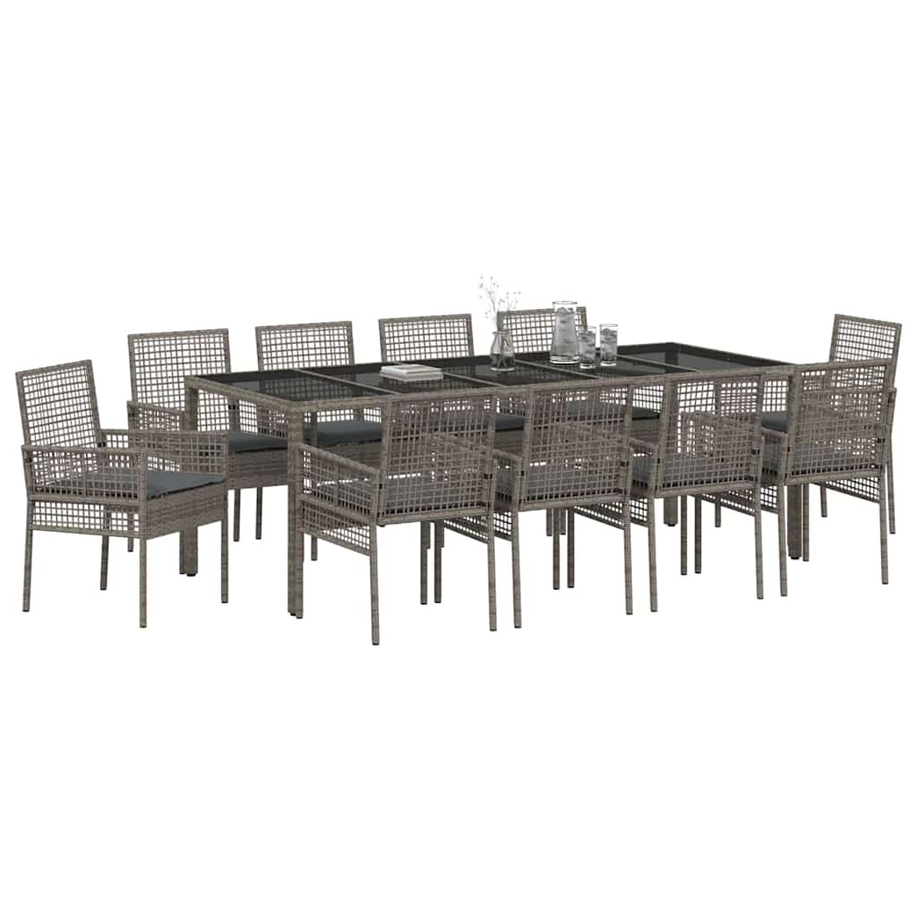 Hage Spisegruppe 11 pcs Grå Poly rattan