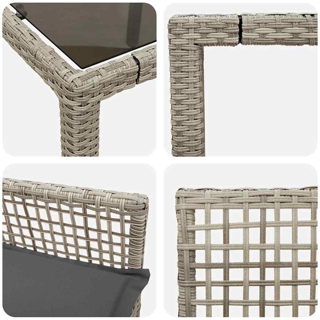 Hage Spisegruppe 3 pcs Lysegrå Poly rattan
