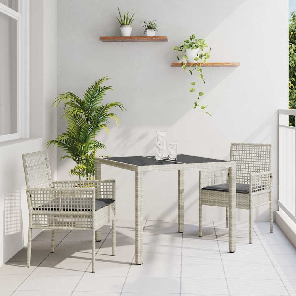 Hage Spisegruppe 3 pcs Lysegrå Poly rattan