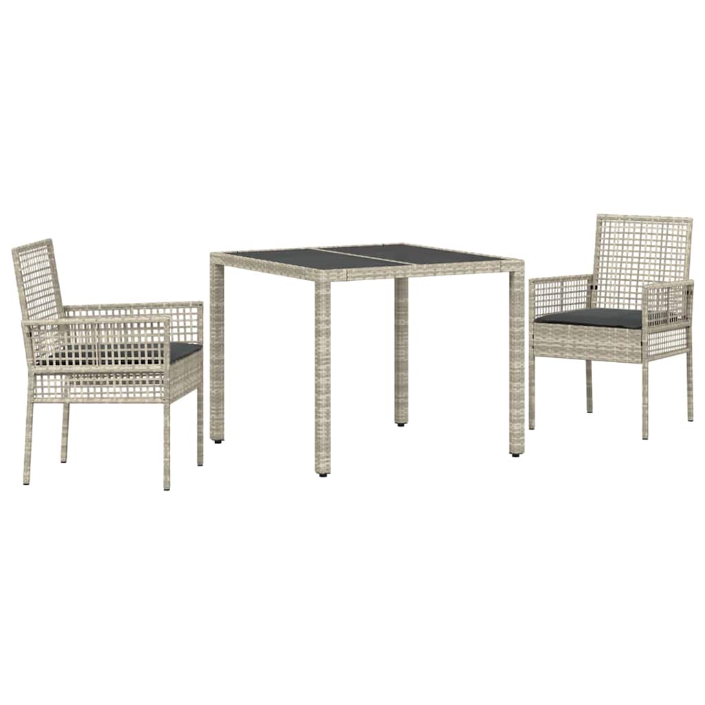 Hage Spisegruppe 3 pcs Lysegrå Poly rattan